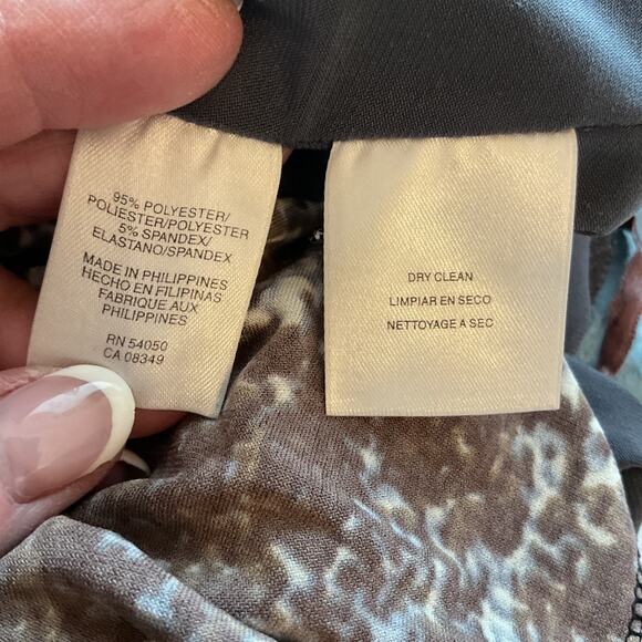 Jones New York Snake Skin Faux Wrap Dress Side Zipper Belted VNeck 14 - Picture 6 of 7